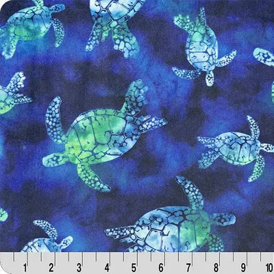 Bliss Batik Turtles Digital Cuddle Green Sea Fabric per yard - Prismatic Fiber Arts