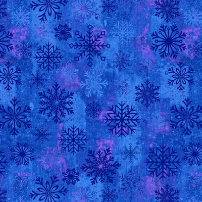 Blue Admiral Snowflake Toss Dot Cotton Wideback Fabric per yard - Prismatic Fiber Arts