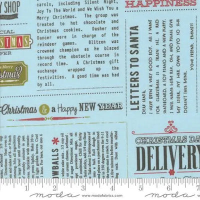 Blue Aqua Emmitt And Ivy News 44"/45" Fabric Per Yard - Prismatic Fiber Arts