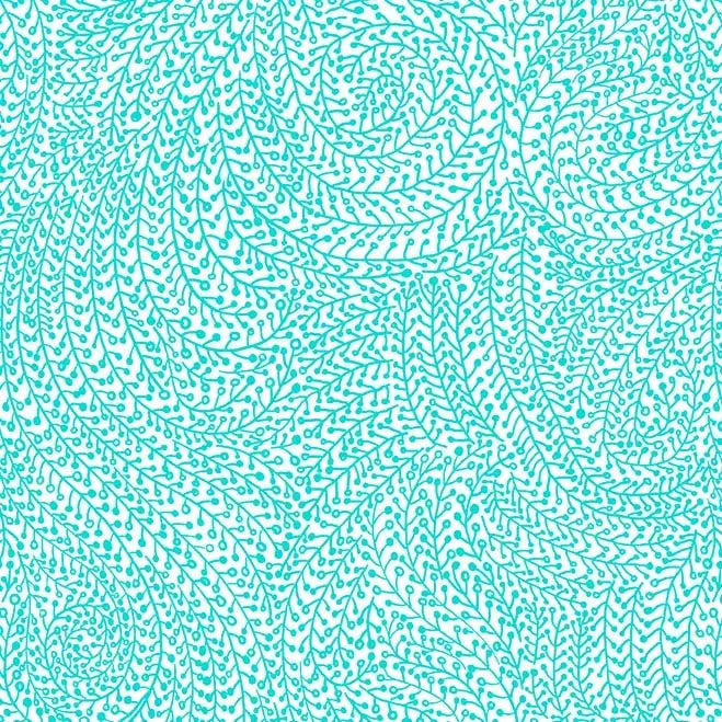 Blue Aqua Vine Maze Cotton Wideback Fabric Per Yard - Prismatic Fiber Arts