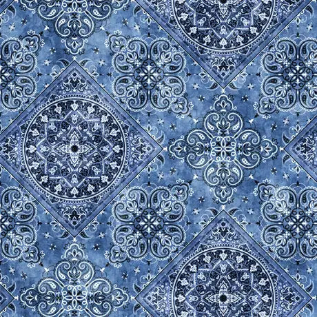 Blue Bandana Wideback Cotton Fabric ( 1 3/8 yard pack ) - Prismatic Fiber Arts