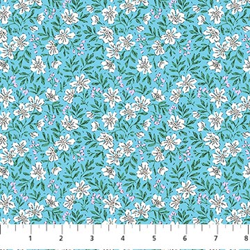 Blue Blossoms Pocket Posies Cotton 44"/45" Fabric Per Yard - Prismatic Fiber Arts