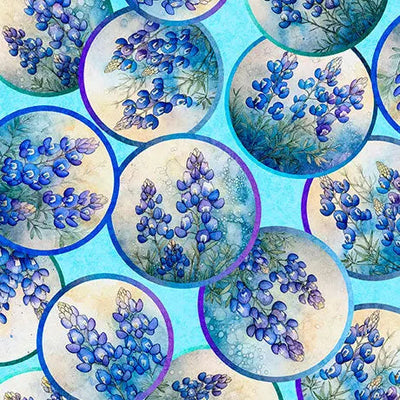 Blue Bluebonnet Vignettes Cotton 44"/45" Fabric Per Yard - Prismatic Fiber Arts