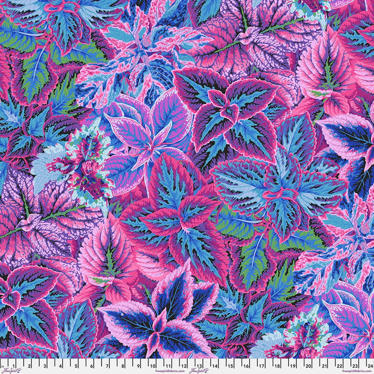 Blue Bold Leaves Cotton 44"/46" Fabric Per Yard - Prismatic Fiber Arts