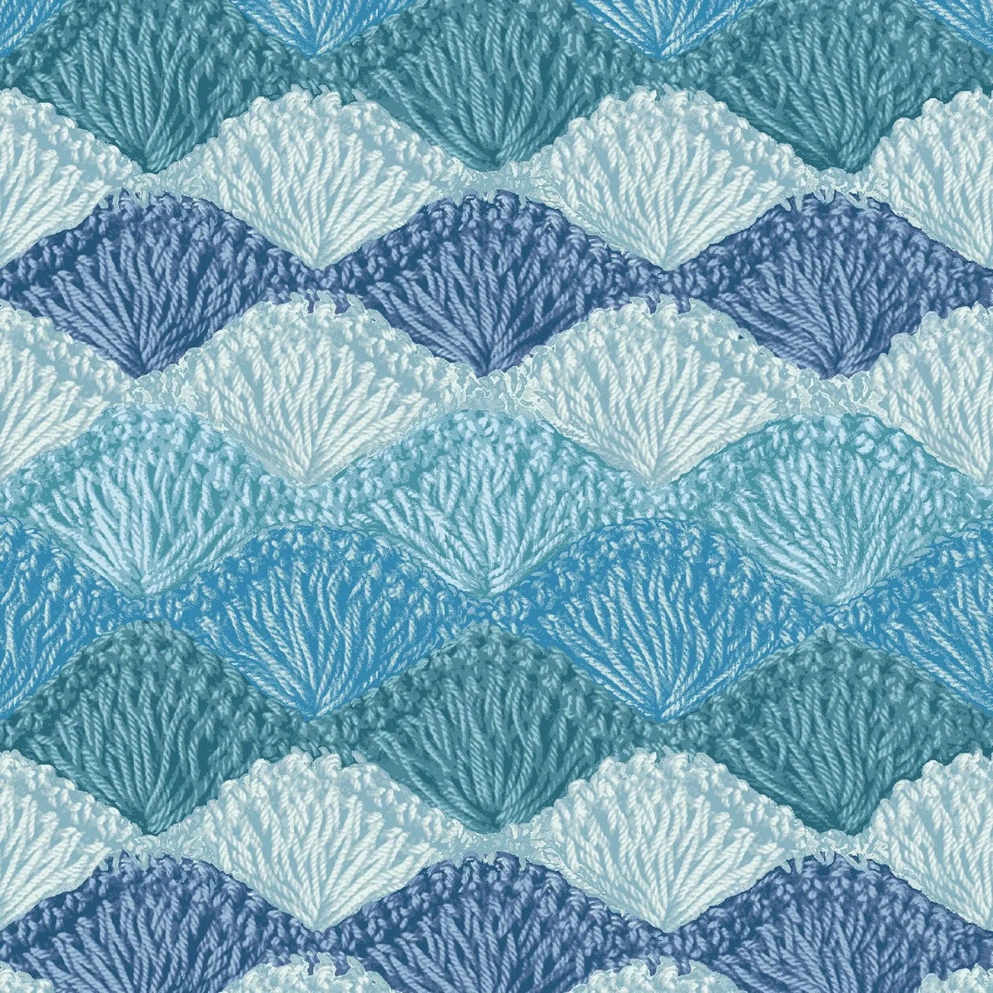 Blue Crochet Clam Shell Stitch Cotton Wideback Fabric Per Yard - Prismatic Fiber Arts