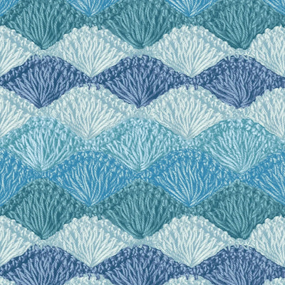 Blue Crochet Clam Shell Stitch Cotton Wideback Fabric Per Yard - Prismatic Fiber Arts