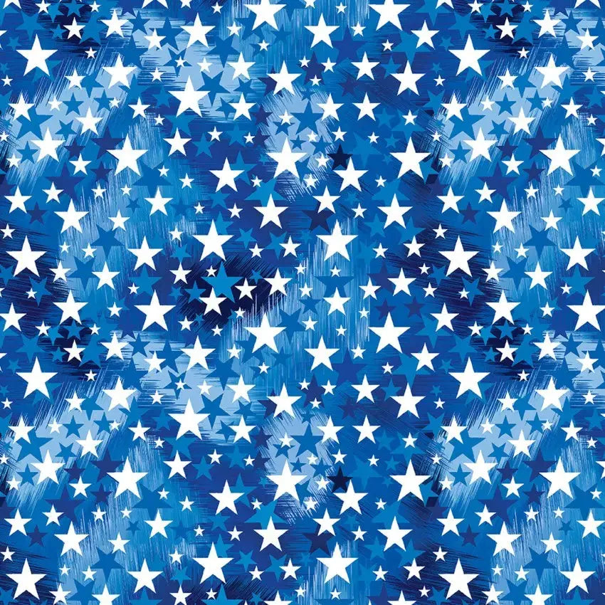 Blue Celebration Stars Cotton Wideback Fabric Per Yard - Prismatic Fiber Arts