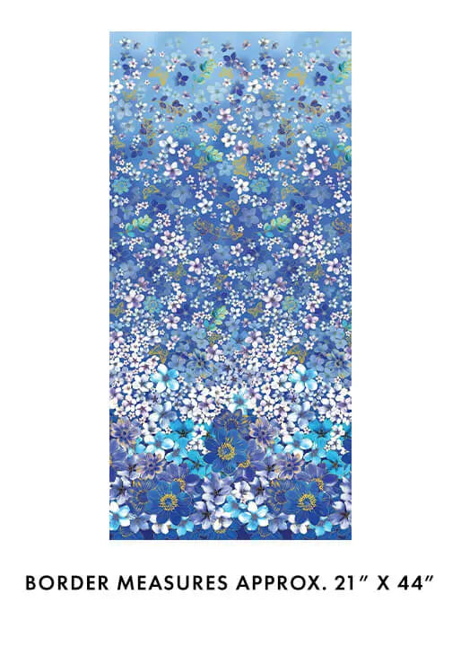 Blue Cobalt Metallic Impressions Meadow Cotton 44"/45" Fabric Per Yard - Prismatic Fiber Arts
