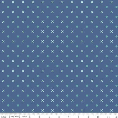 Blue Denim Bee Dots Wideback Fabric per yard - Prismatic Fiber Arts
