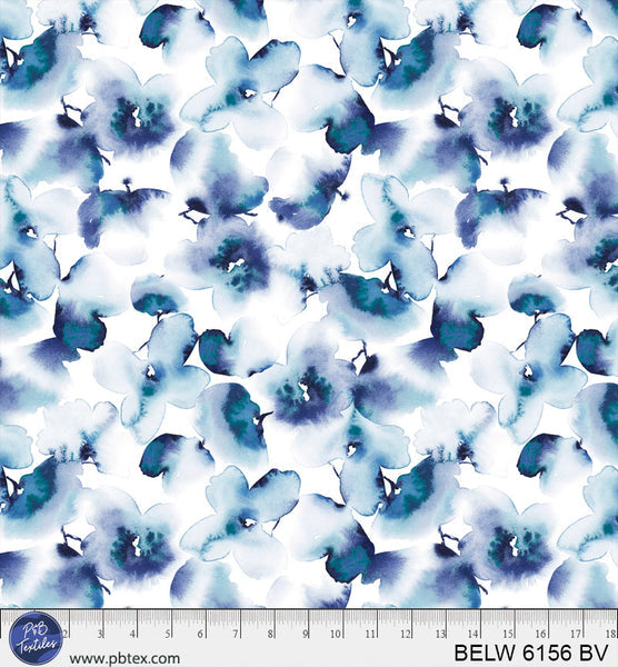 Blue Floral Butterfly Belle 108" BELW-6156-BV Cotton Wideback Fabric Per Yard - Prismatic Fiber Arts