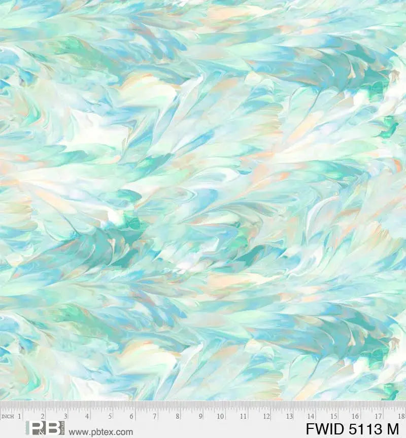 Blue Green Fluidity Cotton Wideback Fabric per yard - Prismatic Fiber Arts