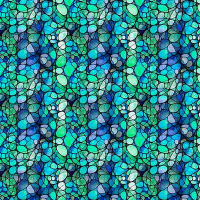 Blue Green Teal Kaleidoscope Cotton 44"/45" Fabric Per Yard - Prismatic Fiber Arts