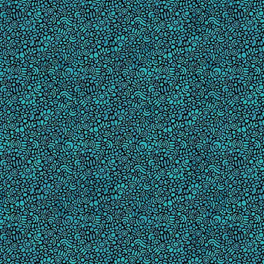 Blue Green Teal Pebble Mosaic Dark Cotton 44"/45" Fabric Per Yard - Prismatic Fiber Arts