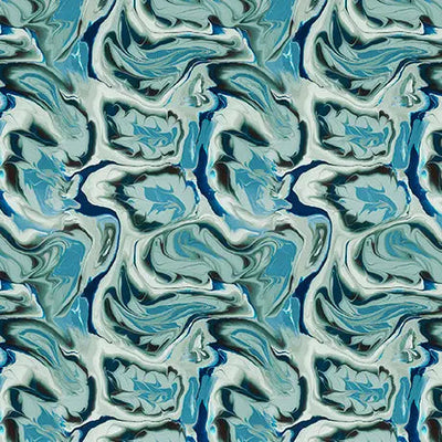 Blue Green Turquoise Swirl Fern Virtuoso Cotton 44"/45" Fabric Per Yard - Prismatic Fiber Arts