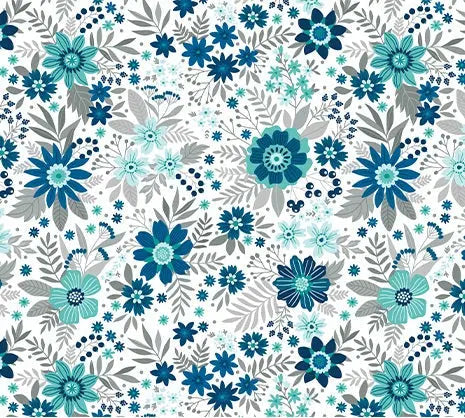 Blue Indigo Daybreak Wildflowers Cotton Wideback Fabric per yard - Prismatic Fiber Arts