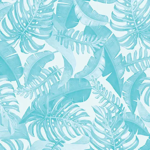 Blue Leaves Of Paradise Cotton Wideback Fabric per yard - Prismatic Fiber Arts