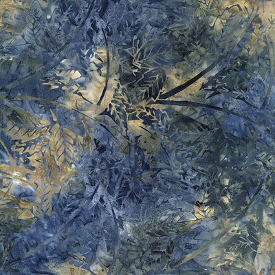 Blue Luna Tropical Leaves Batik Cotton Wideback Fabric per yard - Prismatic Fiber Arts