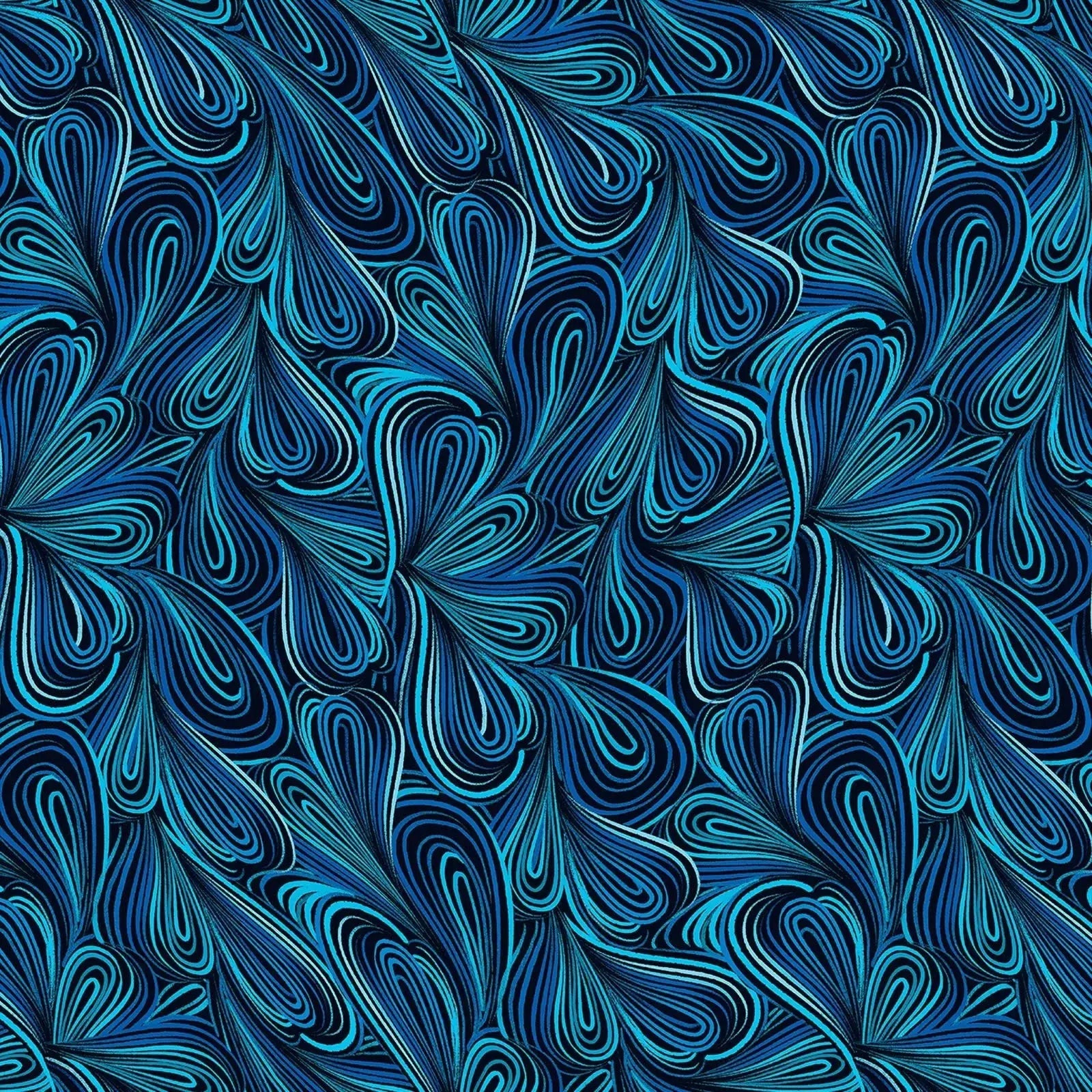 Blue Multi Color Flow Cotton Wideback Fabric per yard - Prismatic Fiber Arts