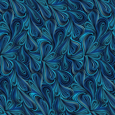 Blue Multi Color Flow Cotton Wideback Fabric per yard - Prismatic Fiber Arts