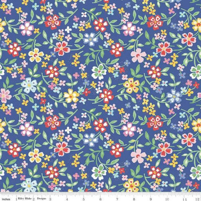 Blue Multi Wideback Always in Season Blooming Bright Wideback Fabric - Prismatic Fiber Arts