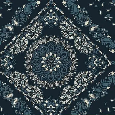 Blue Navy Bandana Wideback Cotton Fabric Per Yard - Prismatic Fiber Arts