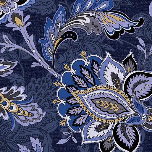 Blue Navy Footstool Cotton Wideback Fabric per yard - Prismatic Fiber Arts