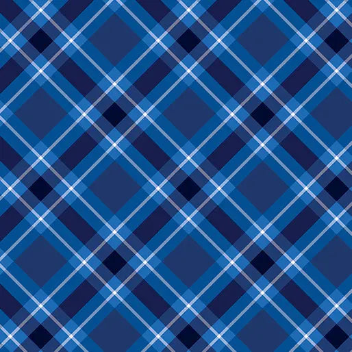 Blue Navy Plaid Cotton Wideback Fabric per yard - Prismatic Fiber Arts