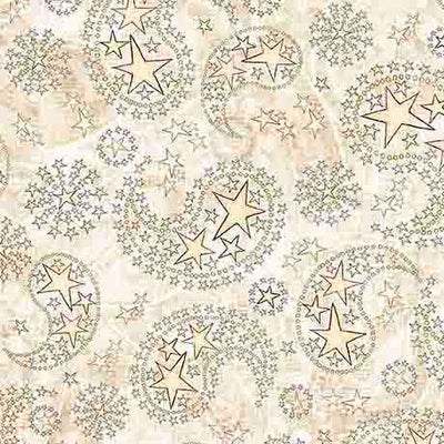 Cream Paisley & Stars 1776 Cotton 44"/45" Fabric Per Yard - Prismatic Fiber Arts