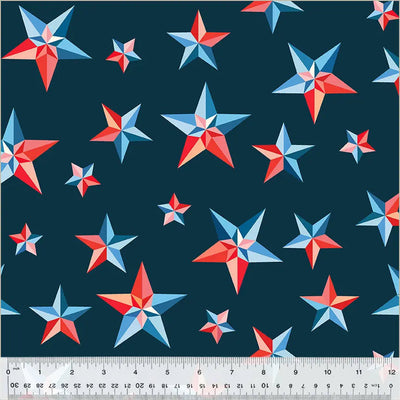 Blue Patriotic Pinweel Stars Cotton Wideback Fabric per yard - Prismatic Fiber Arts
