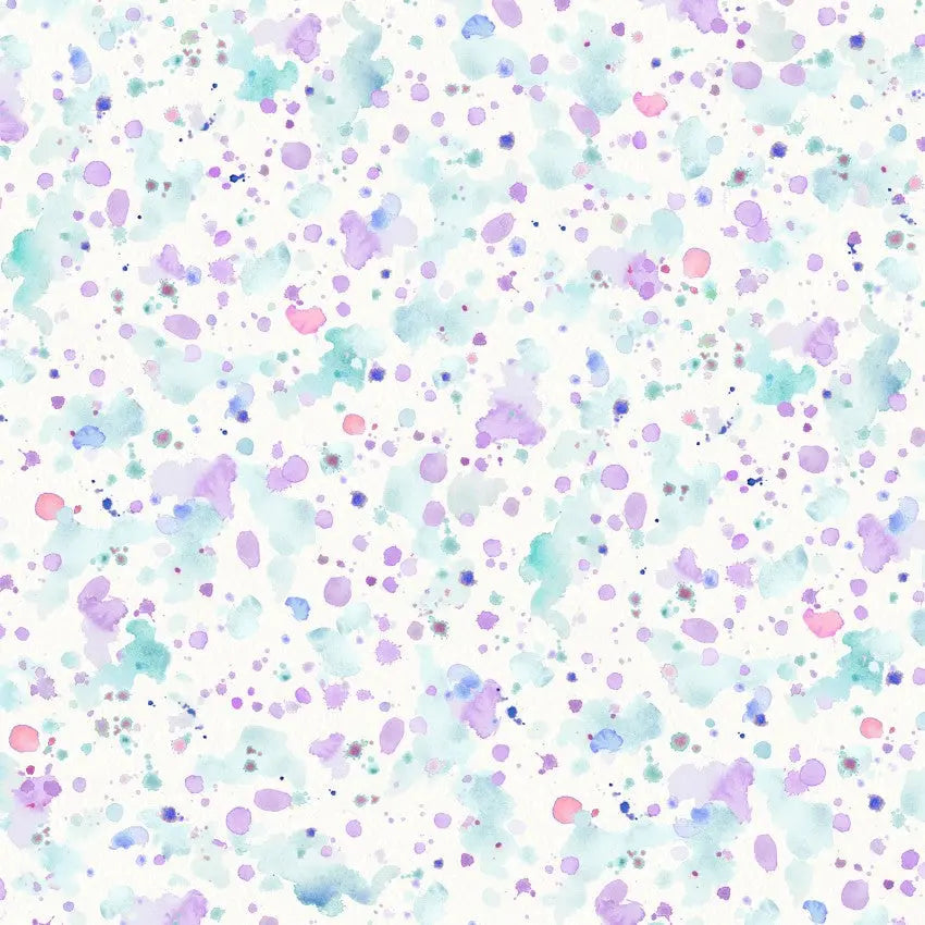 Blue Purple Paint Splatter Cotton Wideback Fabric per yard - Prismatic Fiber Arts