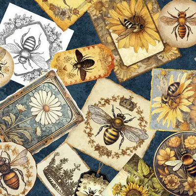 Blue Queen Bee Midnight Cotton Wideback Fabric per yard - Prismatic Fiber Arts