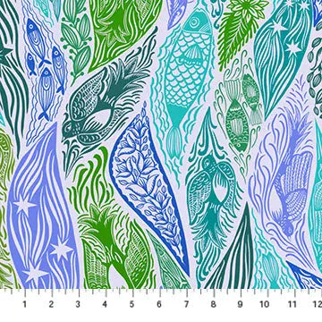 Blue Shooting Star Water Current Cotton Wideback Fabric per yard - Prismatic Fiber Arts