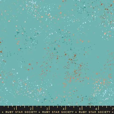 Blue Turquoise Speckled Metallic Cotton Wideback Fabric per yard - Prismatic Fiber Arts