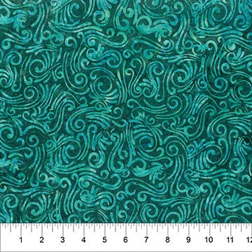 Blue Turquoise Swirls Cotton Wideback Fabric per yard - Prismatic Fiber Arts