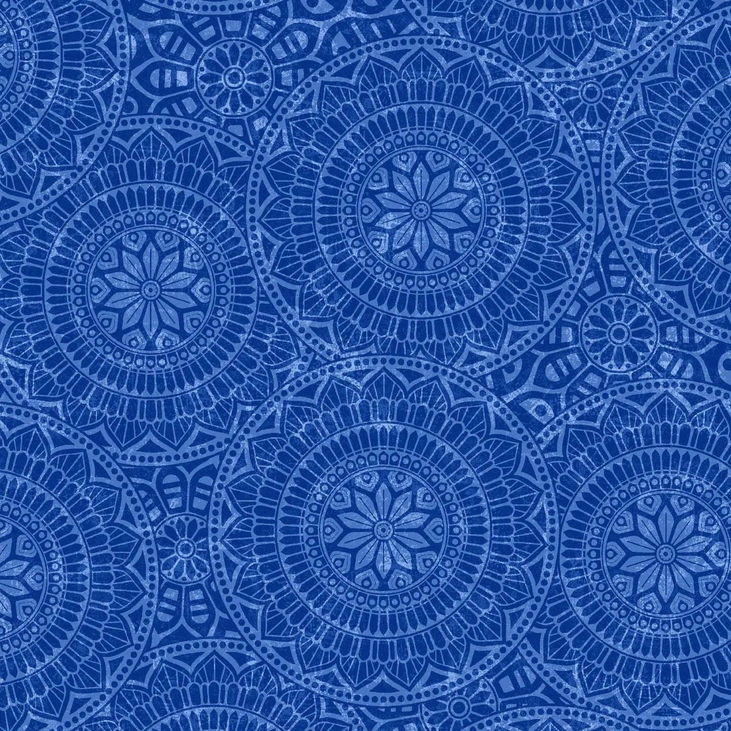 Blue Vespa Tossed Mandalas Cotton Wideback Fabric Per Yard - Prismatic Fiber Arts