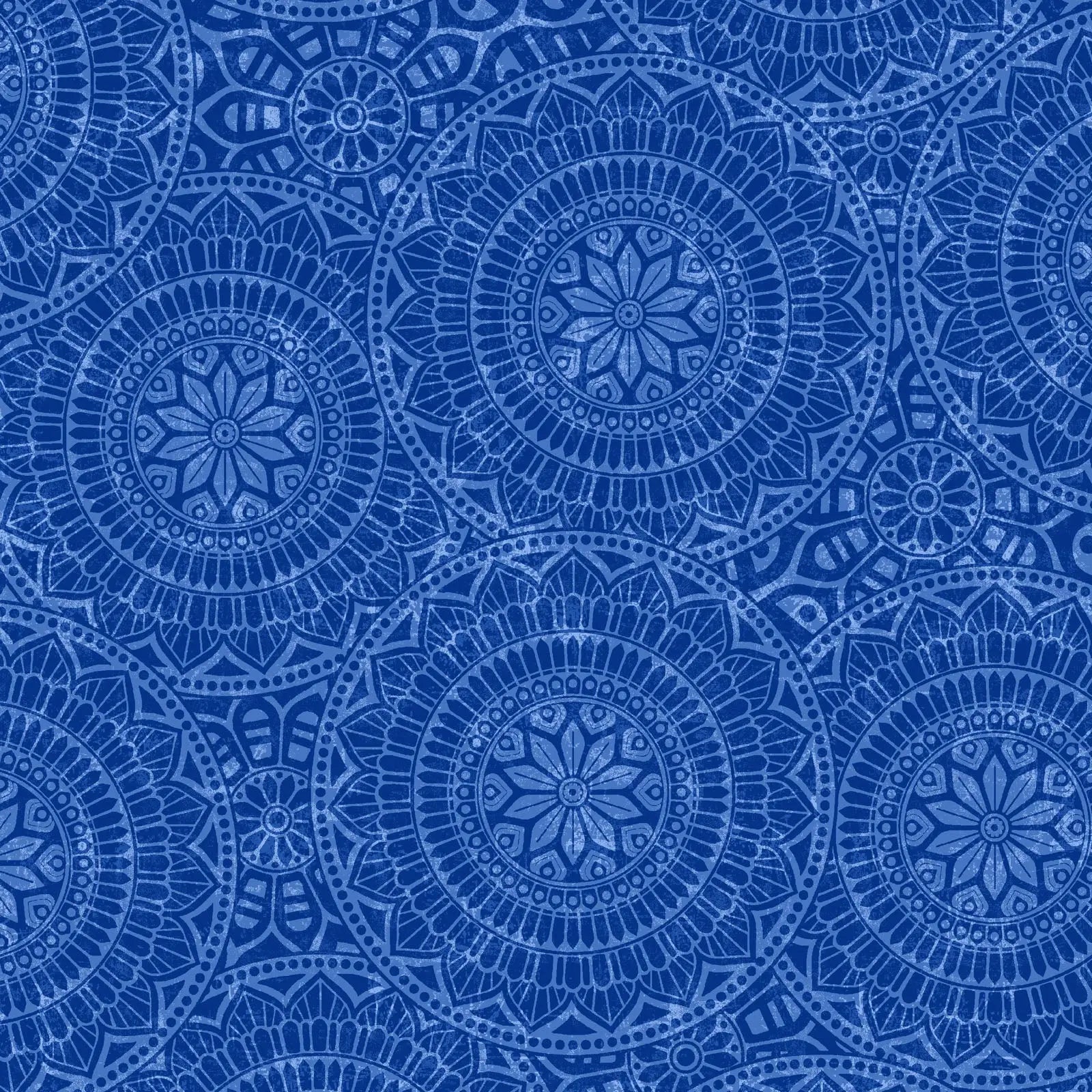 Blue Vespa Tossed Mandalas Cotton Wideback Fabric Per Yard - Prismatic Fiber Arts