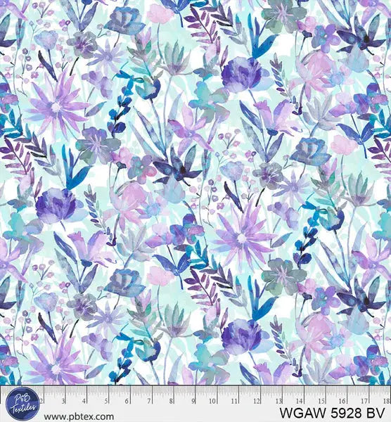 Blue Violet Whispering Gardens Cotton Wideback Fabric Per Yard - Prismatic Fiber Arts