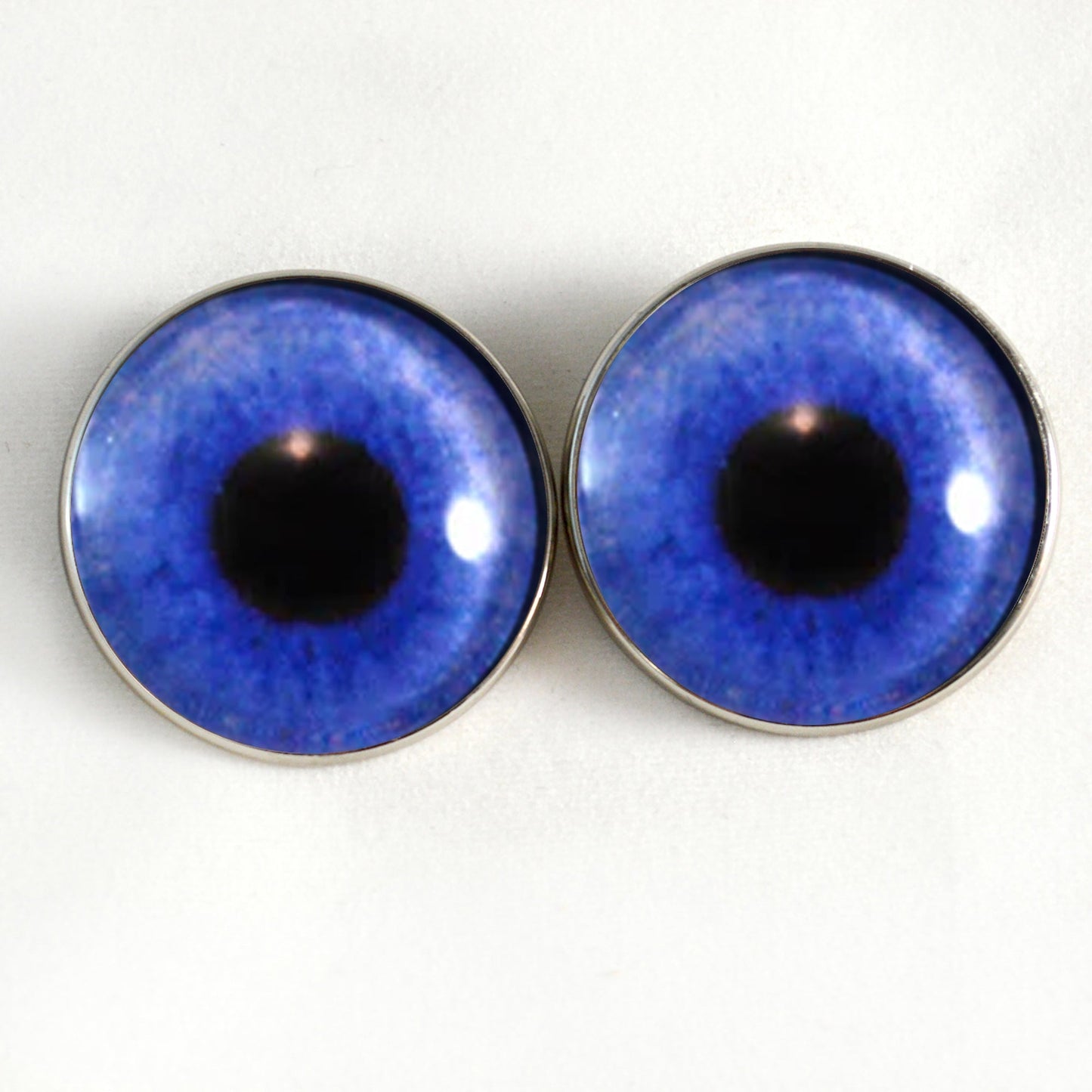 Blue Violet Zombie Sew-On Button Glass Eyes - Prismatic Fiber Arts