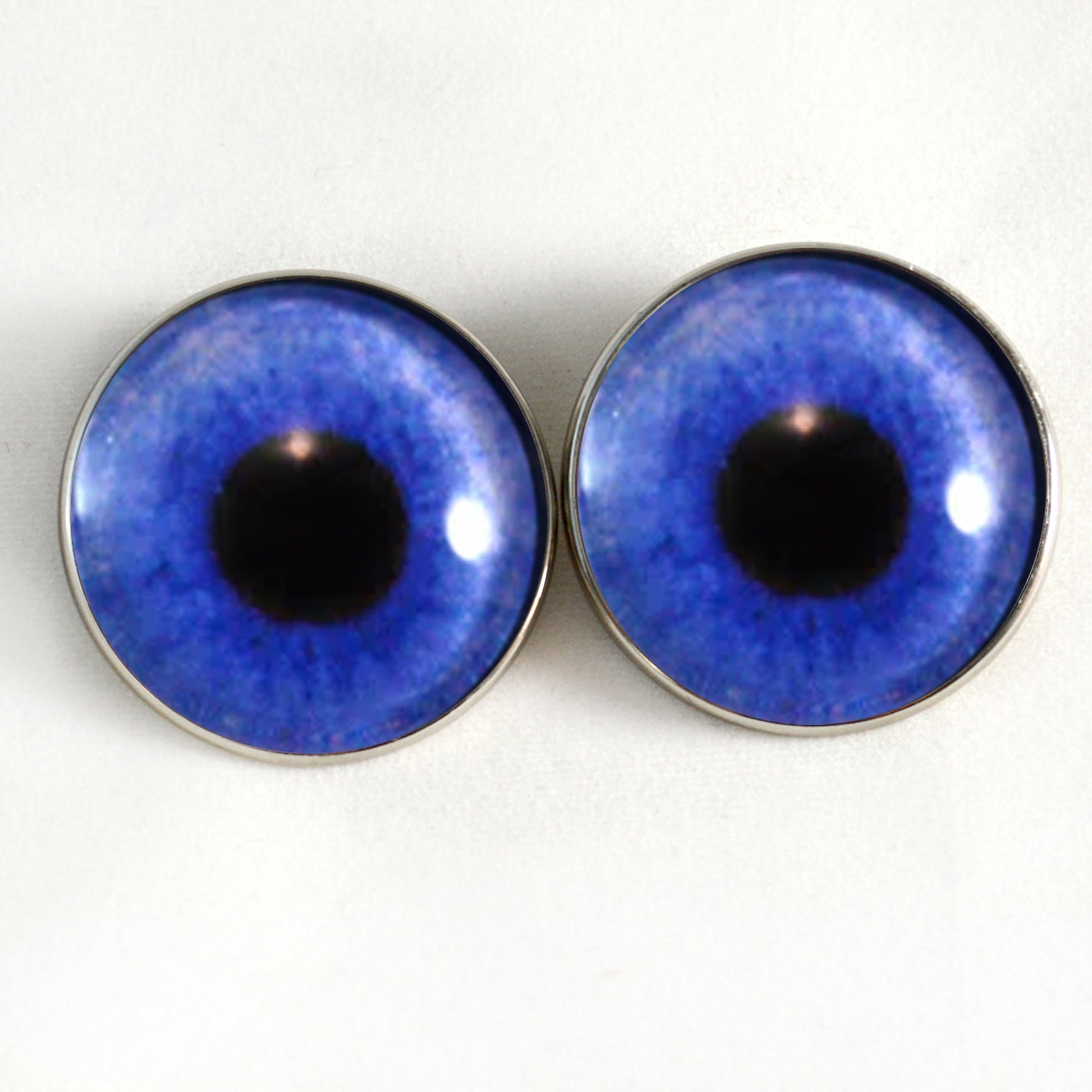 Blue Violet Zombie Sew-On Button Glass Eyes - Prismatic Fiber Arts
