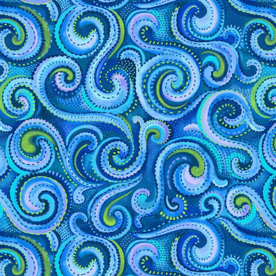 Blue Whirlwind Swirl Cotton Wideback Fabric per yard - Prismatic Fiber Arts