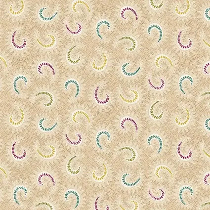 Brown Toast Stylized Paisley Cotton Wideback Fabric per yard - Prismatic Fiber Arts