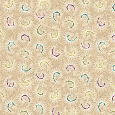 Brown Toast Stylized Paisley Cotton Wideback Fabric per yard - Prismatic Fiber Arts