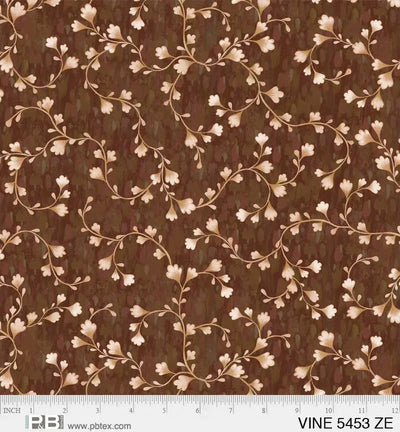 Brown Vine Scroll Cotton Wideback Fabric per yard - Prismatic Fiber Arts