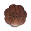 Brown Dark Wood Flower Round Button
