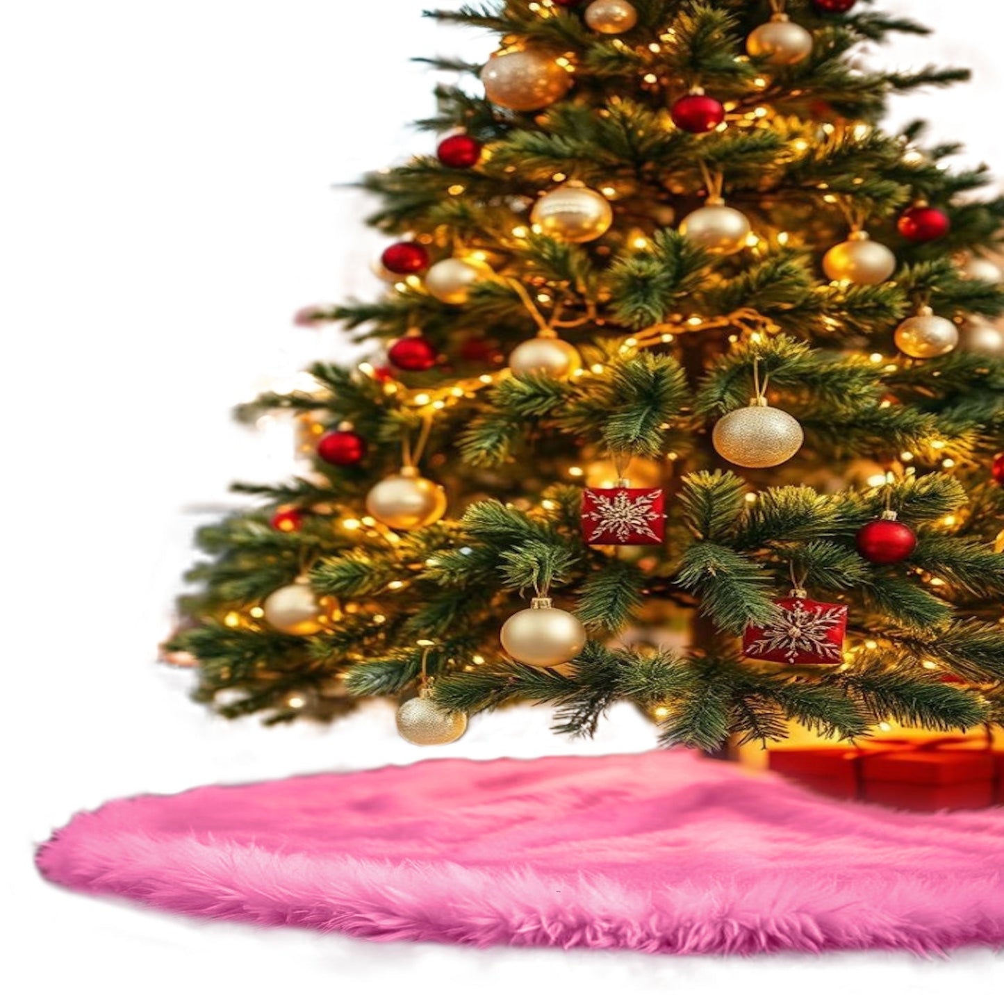 Premium Faux Fur Christmas Tree Skirt - 36 Inch | Luxurious Holiday Decorations - Prismatic Fiber Arts