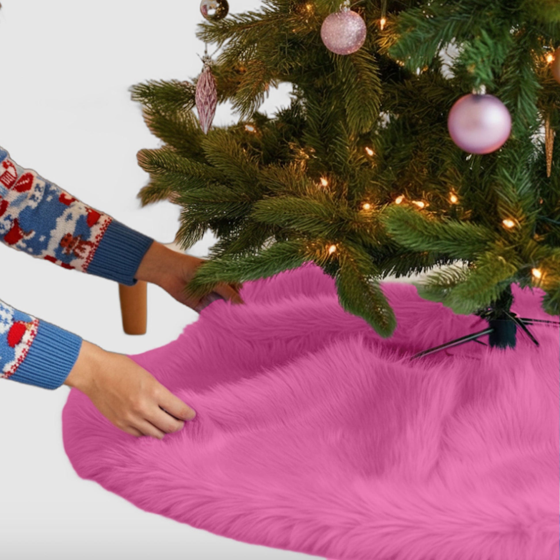 Premium Faux Fur Christmas Tree Skirt - 36 Inch | Luxurious Holiday Decorations - Prismatic Fiber Arts