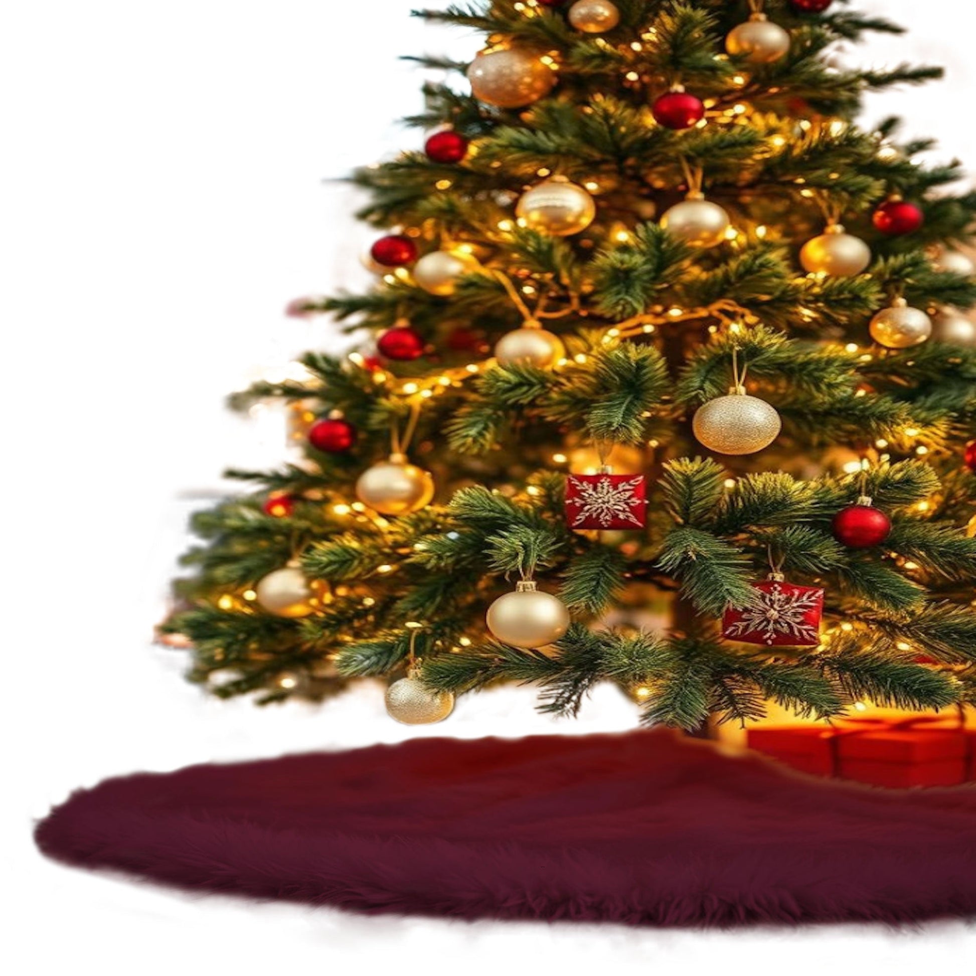 Premium Faux Fur Christmas Tree Skirt - 36 Inch | Luxurious Holiday Decorations - Prismatic Fiber Arts