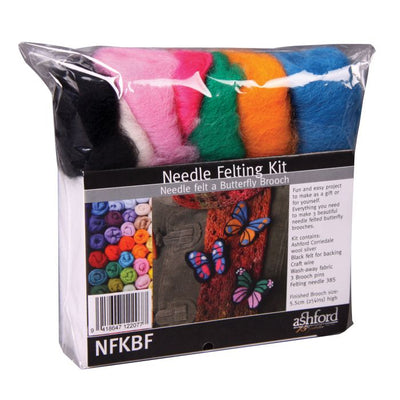 Ashford Needle Felting Kit - Butterfly Brooch - Prismatic Fiber Arts