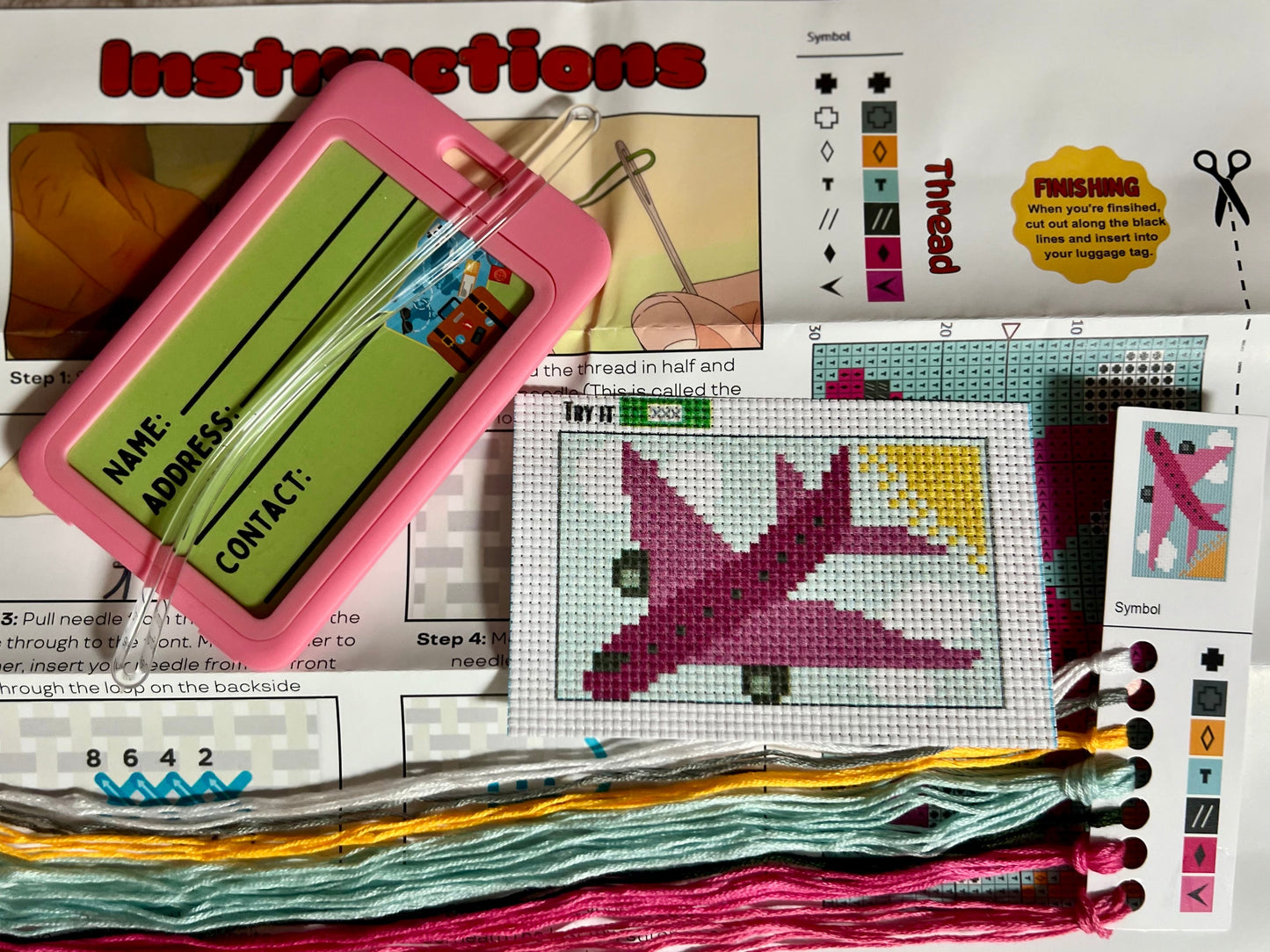Pink Airplane Cross Stitch Kit - Prismatic Fiber Arts