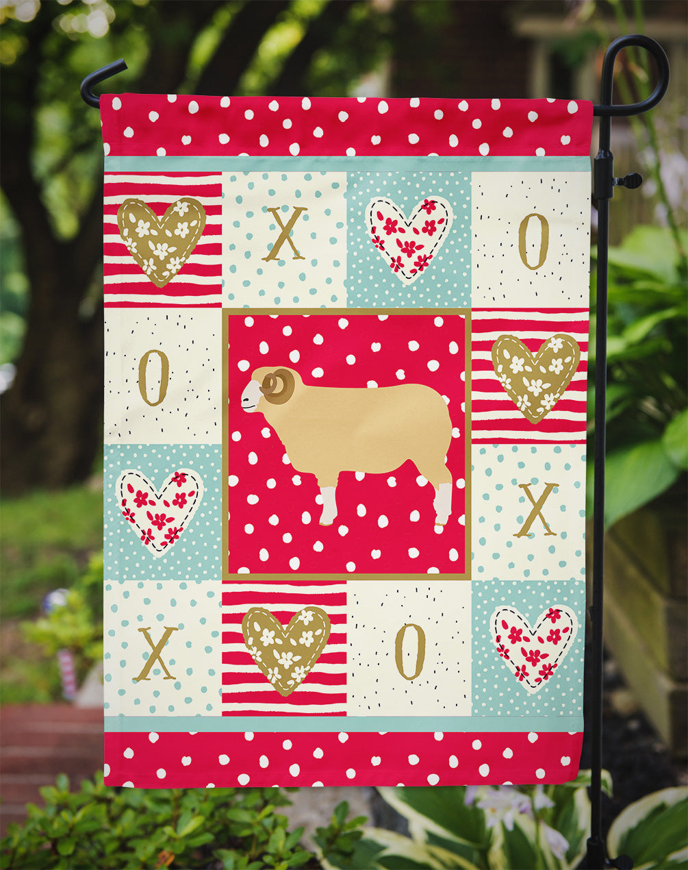 Horned Dorset Sheep Love Garden Flag – Decorative Outdoor Yard Flag CK5407GF - Prismatic Fiber Arts